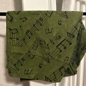 LulaRoe leggings, olive green with musical notes, TC2, worn once